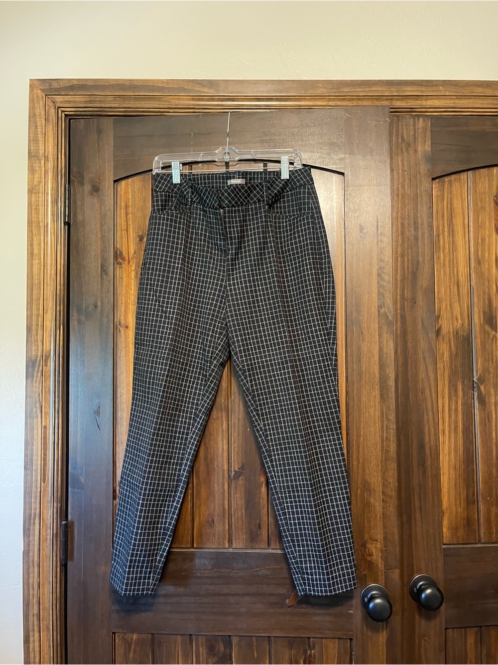 Maurices Black Windowpane Plaid Trousers with White Grid